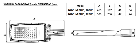 Lampa uliczna oprawa LED 100W 4000K szara IP65