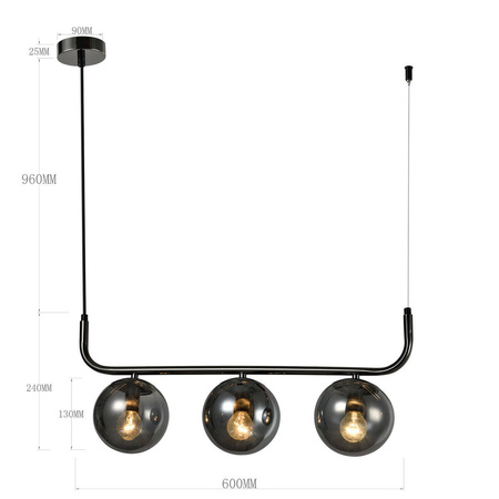 Light prestige Alisa wisząca 3 linia grafit LP-005/3L grafit