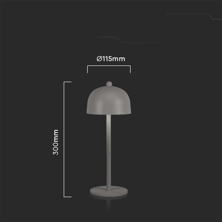 Lampka Biurkowa Nocna V-TAC 3W LED 30cm Ładowanie USB Ściemnianie Szara 