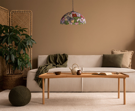 Barwna lampa wisząca do salonu, witraż K-P161386 z serii BUTTERFLY