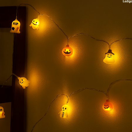 Lampki girlanda świetlna HALLOWEEN duszki dynie