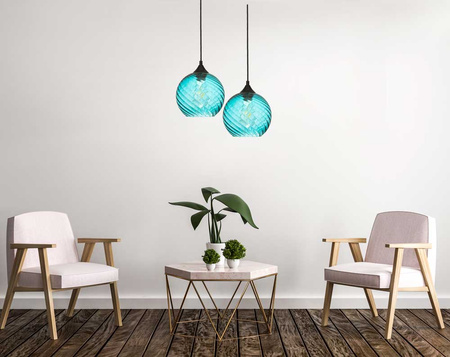 Lampa wisząca szklana niebieska kula VELA