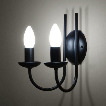 Czarny, podwójny kinkiet w stylu industrialnym K-4973 z serii HARIS