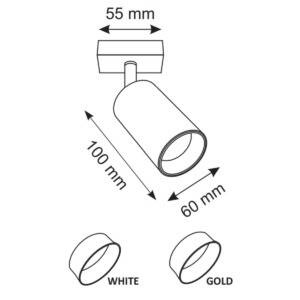 Lampa ścienno-sufitowa MARIBEL 1 GU10 biała + złoty pierścień