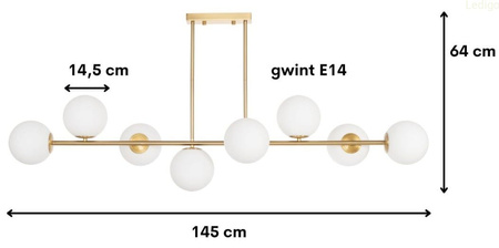Lampa sufitowa Milano złota 8xE14 mleczne kule EP1C25
