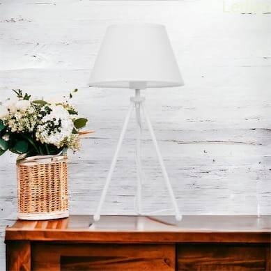 Lampa stołowa biała NEPTUN Mini z białym abażurem Karo i włącznikiem