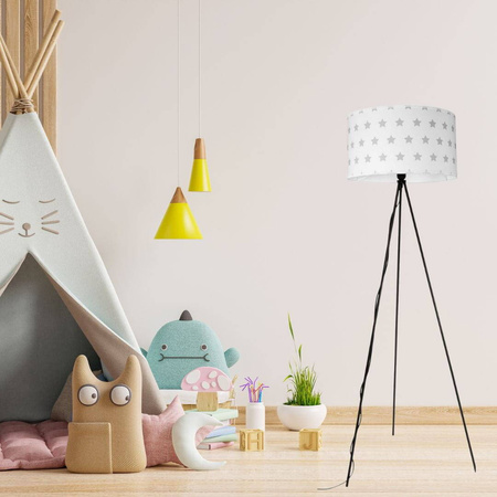 Lampa podłogowa NEPTUN z białym abażurem w gwiazdki