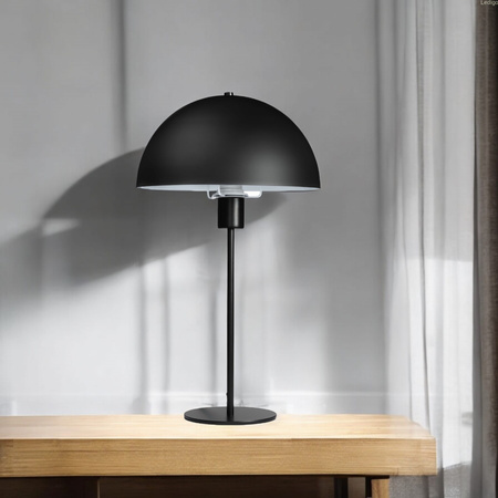 Lampka nocna stołowa metalowa czarna kopuła