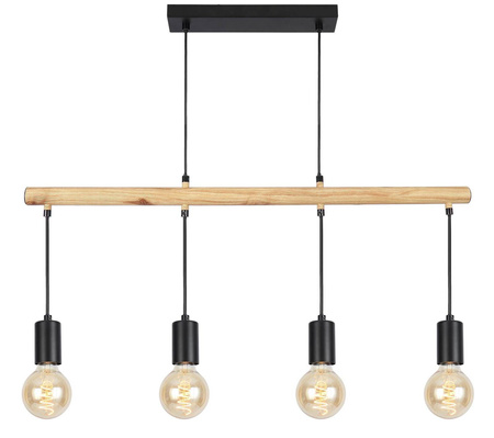 Lampa wisząca drewniana czarna IZZY 4xE27