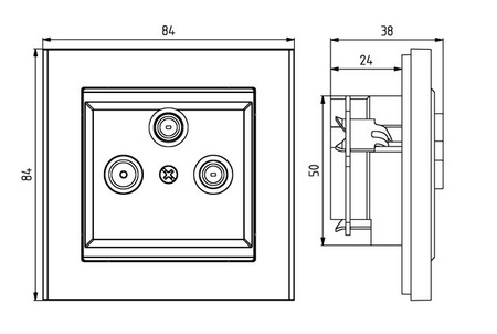 Ospel Sonata Kaszmir Gniazdo RTV-SAT z dwoma wyjściami SAT GPA-R2S/m/82