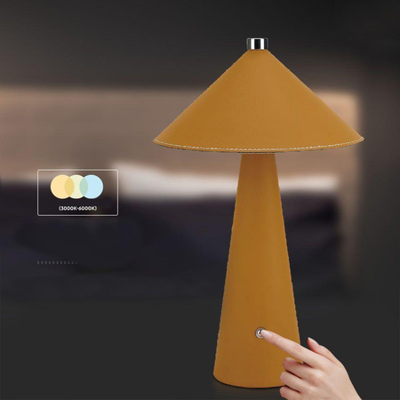 Lampka Biurkowa Nocna V-TAC 3W LED 33cm CCT Ładowanie USB-C Ściemnianie Żółta Skóra 