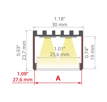 Profil do LED 3035-O architektoniczny srebrny anodowany Kluś 2m