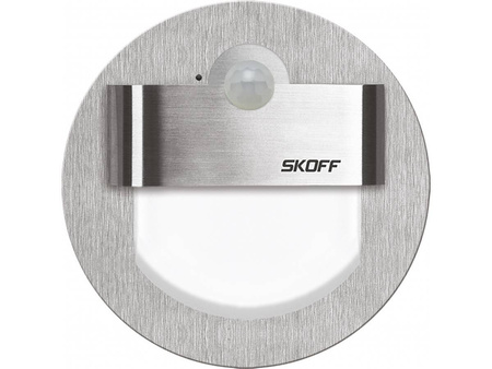 Oprawa schodowa z czujnikiem ruchu i zmierzchu Rueda LED PIR 120 Skoff 2,4W 230V AC szlif inox b. niebieska
