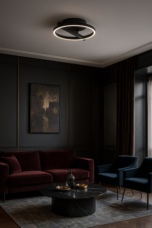 Lampa sufitowa LED do sypialni, czarny okrąg K-8231 z serii TIVOLI