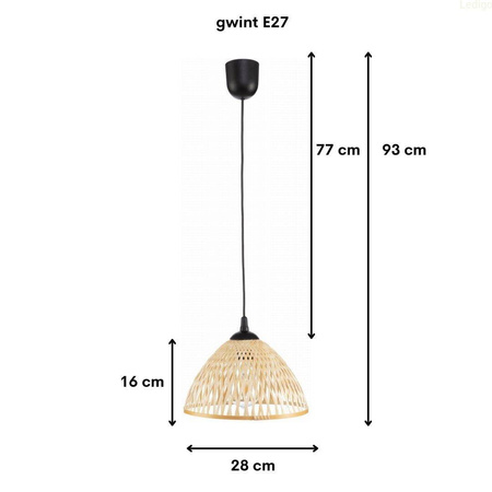 Lampa wisząca BOHO bambusowa 28cm TH1B czarna