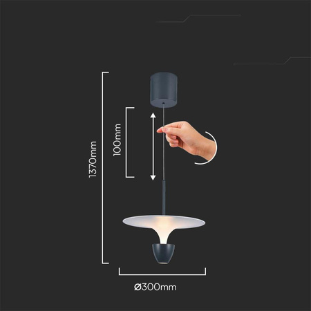 Oprawa Zwieszana V-TAC 9W LED Biały+Szary VT-7832 3000K 1000lm