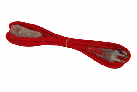 Przewód w oplocie kabel z wtyczką 2m czerwony włoski