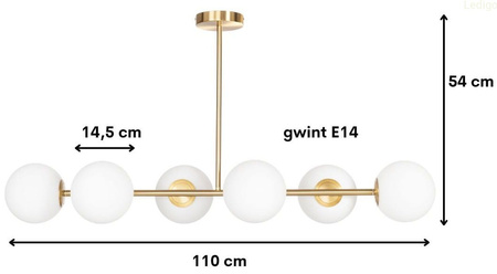 Lampa sufitowa Milano złota 6xE14 mleczne kule EP1C22