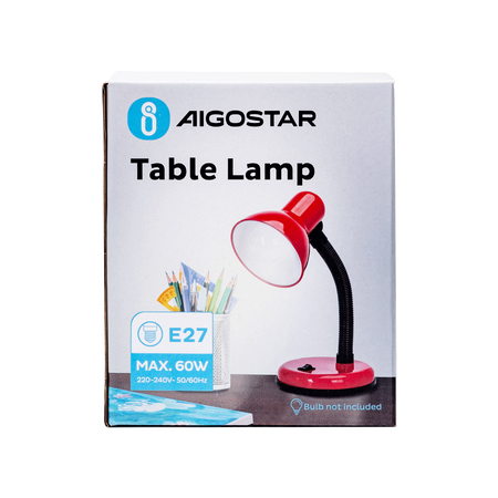 Metalowa lampa stołowa E27 czerwona