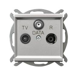 Gniazdo RTV-DATA Ospel Sonata Srebrny Mat