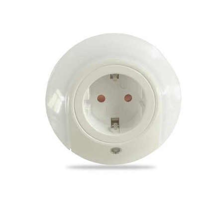 Lampka nocna wtykowa LED 0.4W 15lm z czujnikiem zmierzchu i gniazdem 220V EU