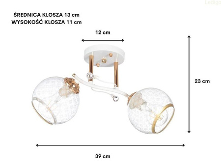 Lampa sufitowa klasyczny żyrandol kryształki Cristal  2xE27