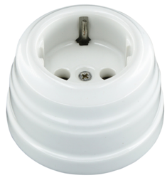 Gniazdo ceramiczne natynkowe uziemienie Schuko białe