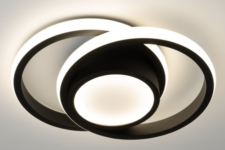 Lampa sufitowa Plafon Lumino czarny podwójny okrąg modern LED 30W 4000K