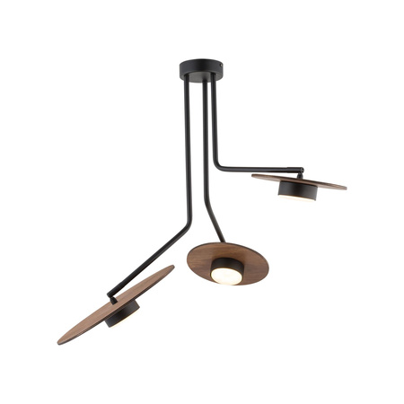Nowodvorski Lampa sufitowa czarna drewno DISK 