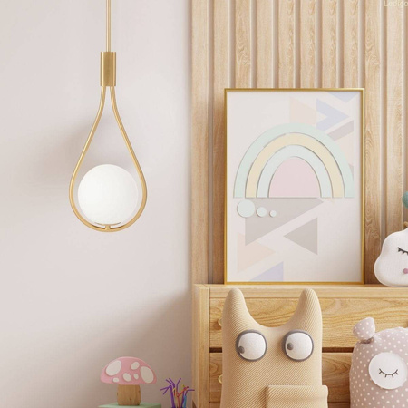 Lampa wisząca złota Milano Rosa mleczna kula E14