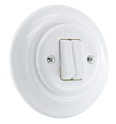 Włącznik ceramiczny podwójny podtynkowy biały Retro