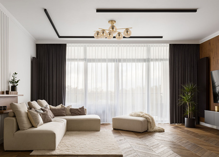 Luksusowa lampa sufitowa z bursztynowymi kloszami K-5414 z serii GRAND