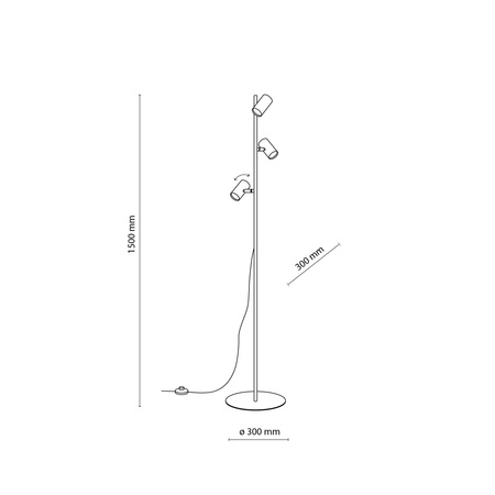  Lampa podłogowa TOP 3xGU10 Czarna