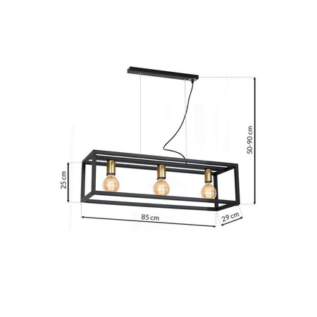 Lampa wisząca metalowa CAGE 3xE27 czarny