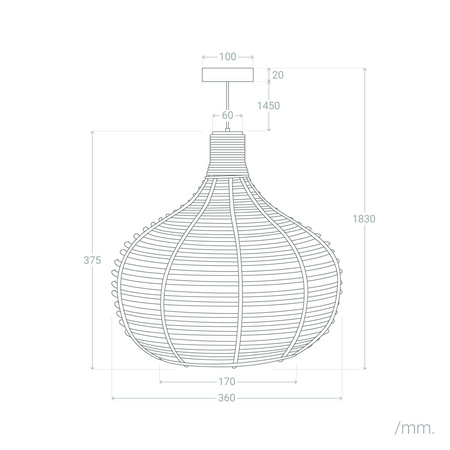 Naturalna lampa wisząca E27 Boho Yantai wiklina
