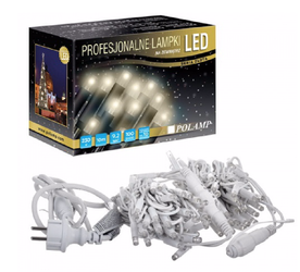 Lampki choinkowe 100 LED P65 białe ciepłe IP65 biały przewód 10m