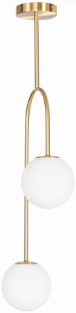Lampa wisząca złota Milano Arco podwójna mleczne kule 2xE14