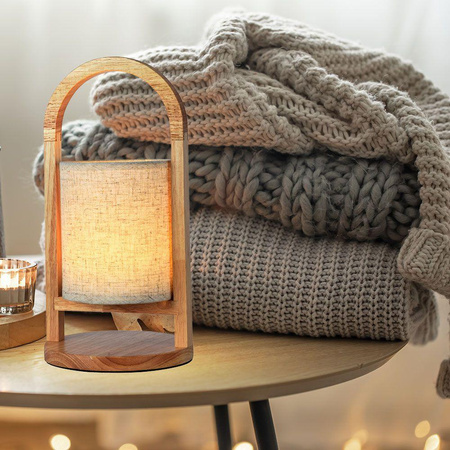 Lampka Biurkowa Nocna V-TAC 1,5W LED Ładowanie Ściemnianie Drewno 