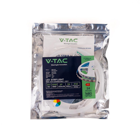 Taśma LED V-TAC SMD5050 60LED 24V RGB+CCT 5w1 VT-5050 60 1680lm