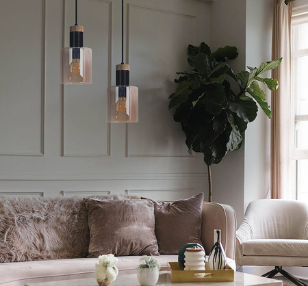 Podwójna, bursztynowa lampa wisząca na listwie  K-5256 z serii ALTO