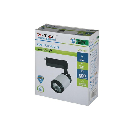 Oprawa LED V-TAC Szynosystem 3F 10W 24st Czarny Biały VT-4512 6400K 800lm