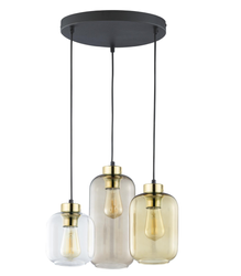 Lampa wisząca Szklana  3 x E27 Transparent + miodowy + brązowy