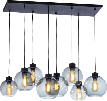 Szklana lampa wisząca 8 kul E27 grafit