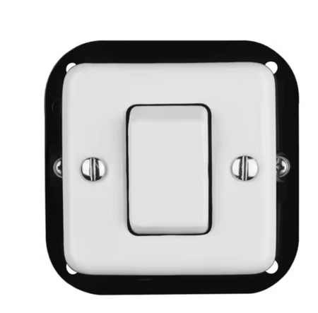 Włącznik ceramiczny podtynkowy krzyżowy kwadrat biały  bez ramki