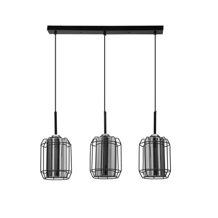 Lampa wisząca Jonera czarna 3xE27 klosz dymiony 33-08435