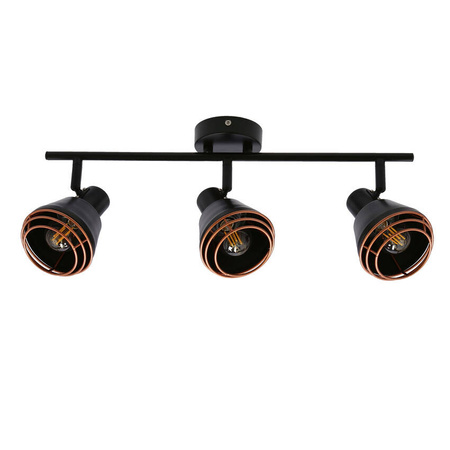 Lampa ścienna/sufitowa czarna klosz miedziany 3xE14 40W Neria 