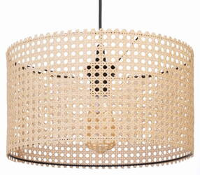 Lampa wisząca z abażurem walec rattan