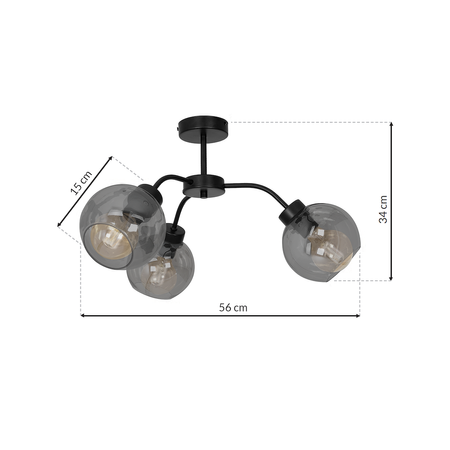 Szklana Lampa sufitowa SOFIA SMOKED 3xE27