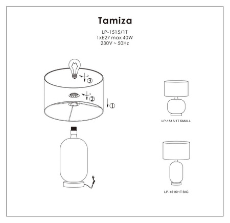 Light prestige Tamiza biurkowa mała czarna LP-1515/1T small black