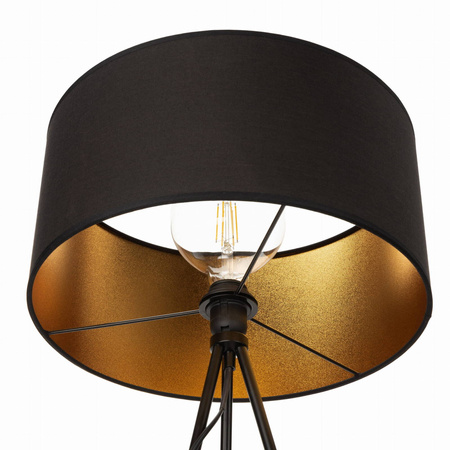 Lampa podłogowa NEPTUN trójnóg z abażurem czarny walec Oro